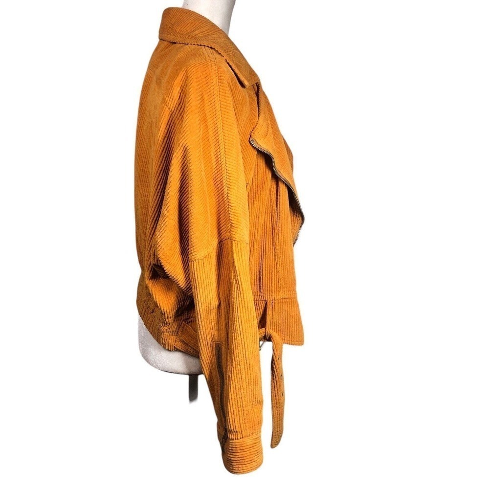 Free People Jacket Womens M Orange Slouchy Dolman Moto Corduroy Lagenlook Y2K - Picture 9 of 13